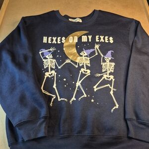 Wound Up Navy Skeleton Graphic Crewneck Sweatshirt 3183/385